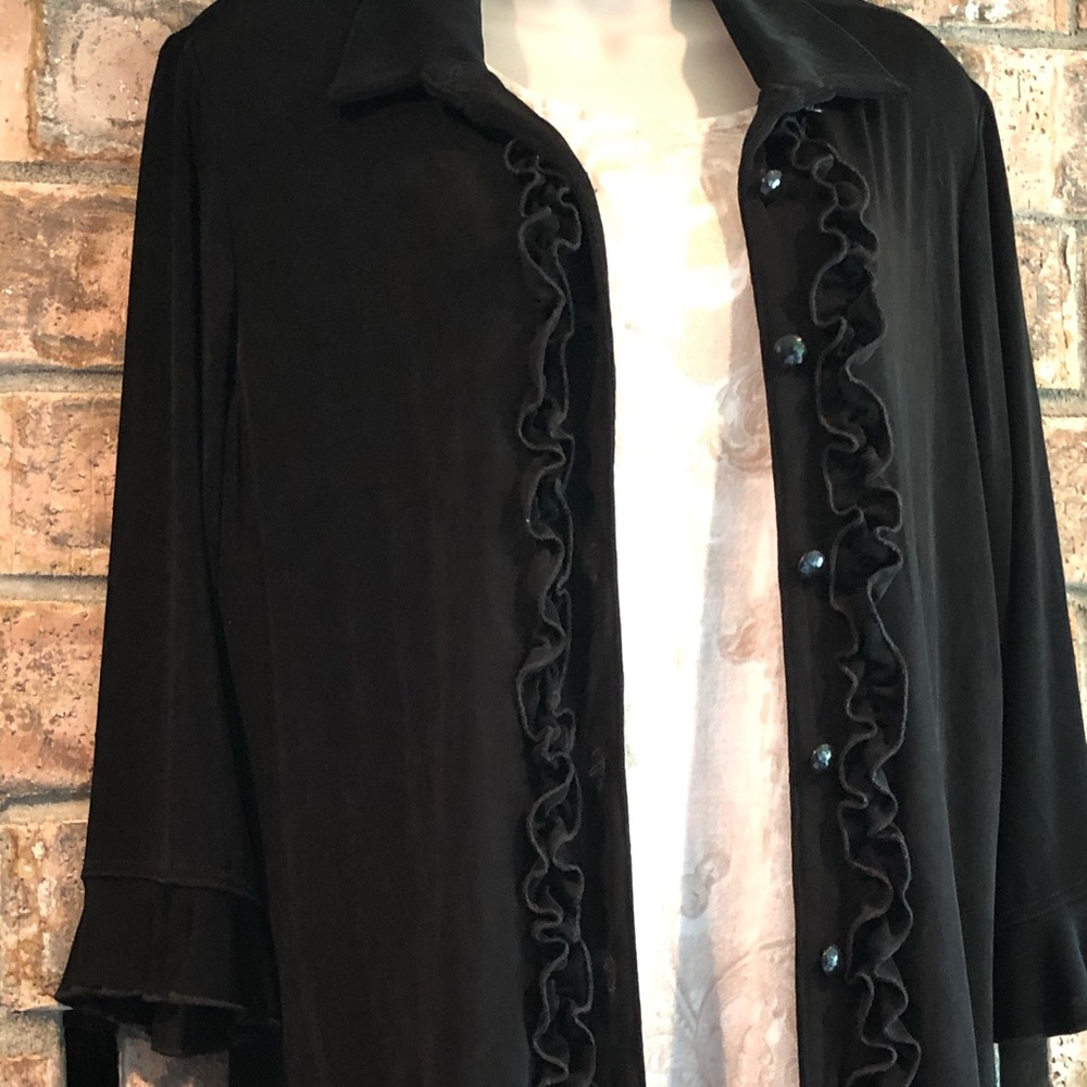 Black Ruffled Lightweight Jacket - image 2